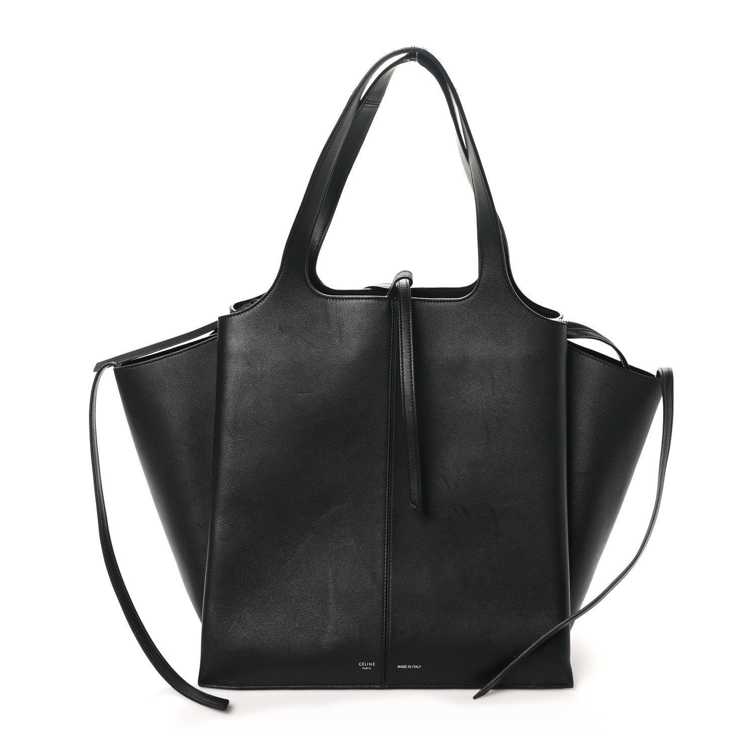 Celine Supple Natural Calfskin Vertical Tri-Fold Bag Black 1 of 10
