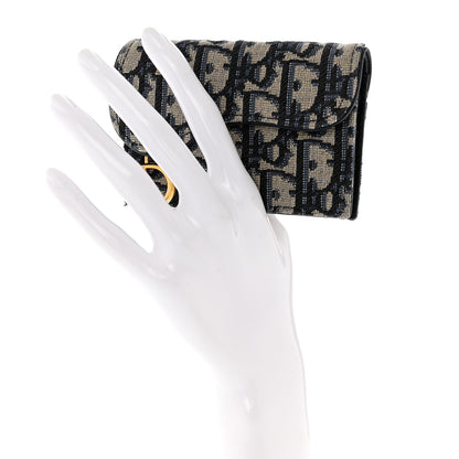 Christian Dior Oblique Saddle Card Holder Blue 2 of 7
