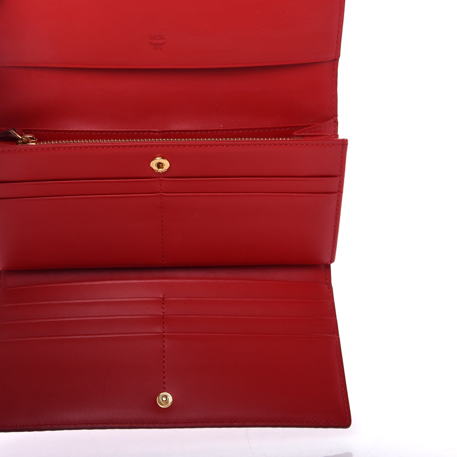 MCM Visetos Large Tri-Fold Flap Wallet Red 5 of 6