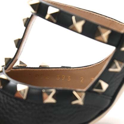 Valentino Garavani Pebbled Calfskin Rockstud Ankle Strap Pumps 36 Black 8 of 10