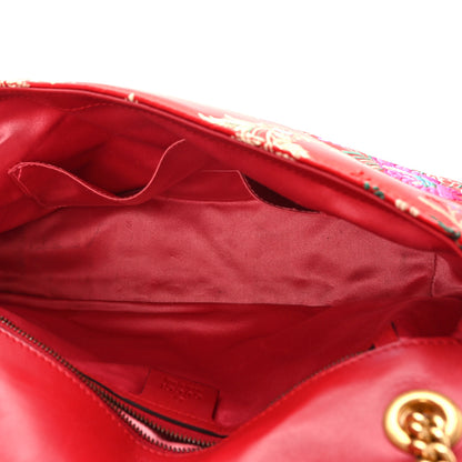 Gucci Jacquard Matelasse Floral Medium GG Marmont Shoulder Bag Red 5 of 10