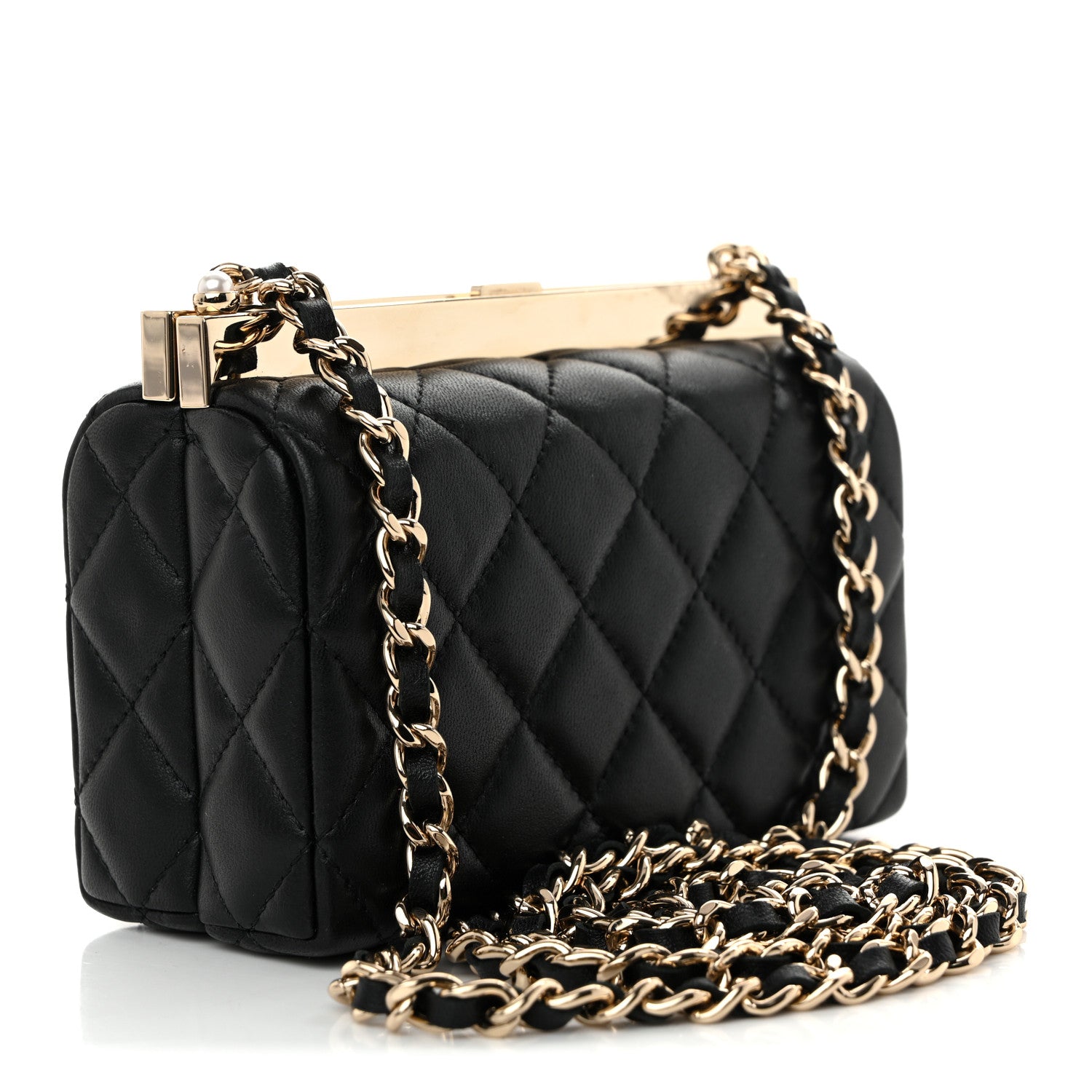 Chanel Lambskin Quilted Pearl CC Vanity Case Black 3 of 10