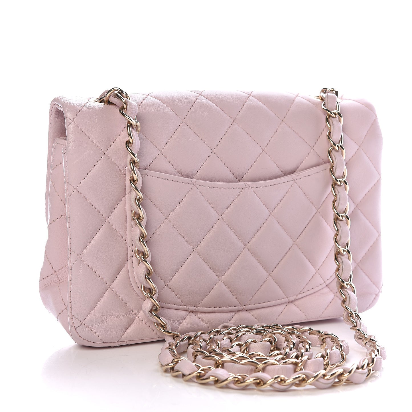 Lambskin Quilted Mini Rectangular Flap Light Pink