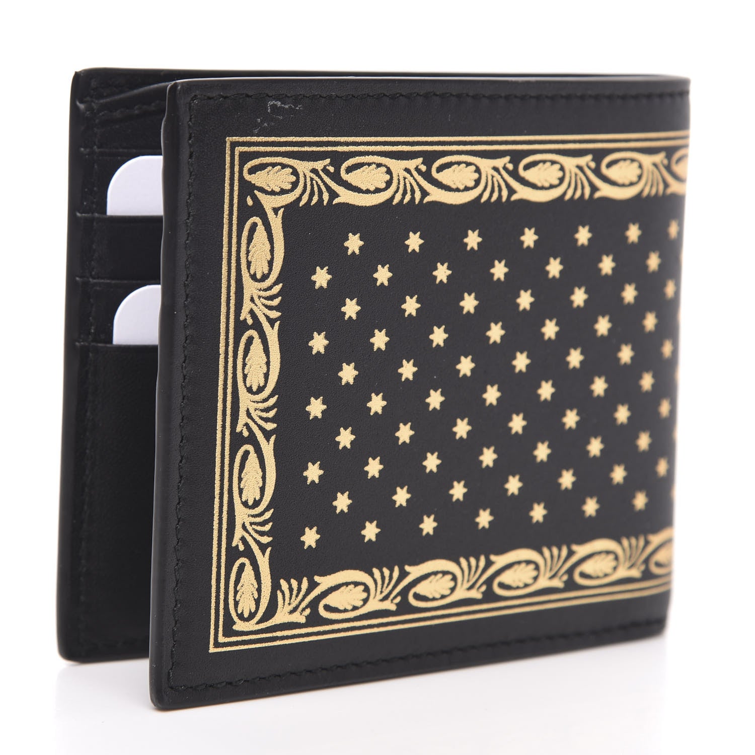 Gucci X SEGA Calfskin GUCCY Stars Bi-Fold Wallet Black Gold 3 of 8