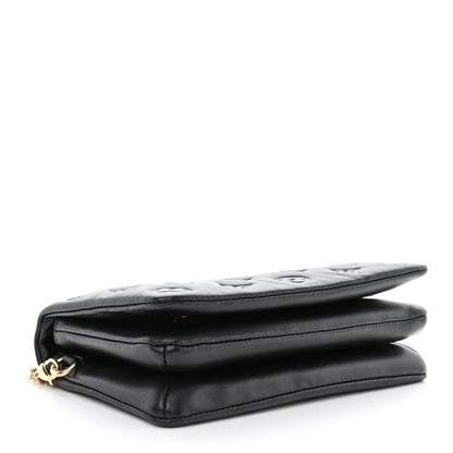 Louis Vuitton Lambskin Embossed Monogram Pochette Coussin Black 4 of 10