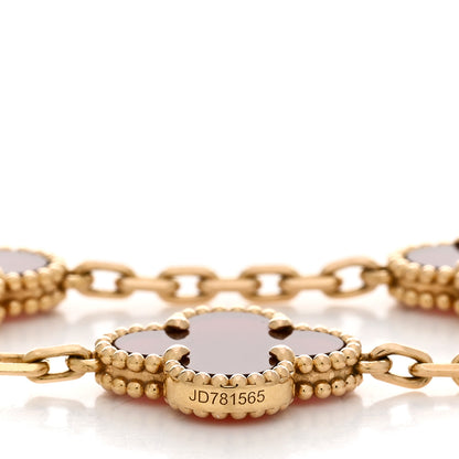 Van Cleef & Arpels 18K Yellow Gold Carnelian 5 Motifs Vintage Alhambra Bracelet 4 of 4