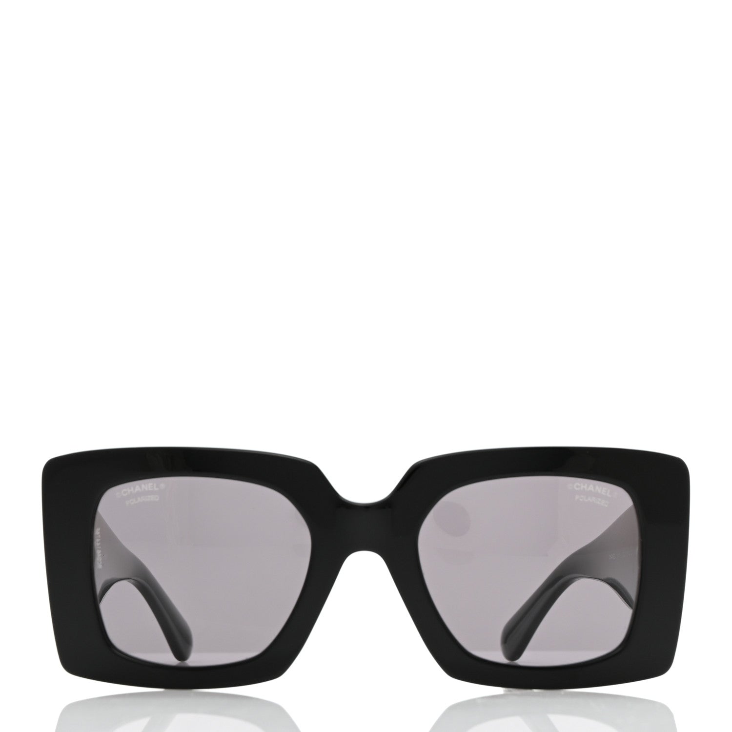 Chanel Acetate Pearl Rectangle Sunglasses 5480-H Black 2 of 11