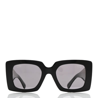 Chanel Acetate Pearl Rectangle Sunglasses 5480-H Black 2 of 11