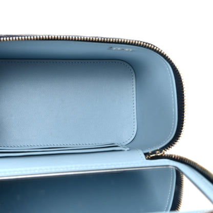 Chanel Lambskin Quilted Small Top Handle Vanity Case With Chain Dark Blue Light Blue 5 of 11