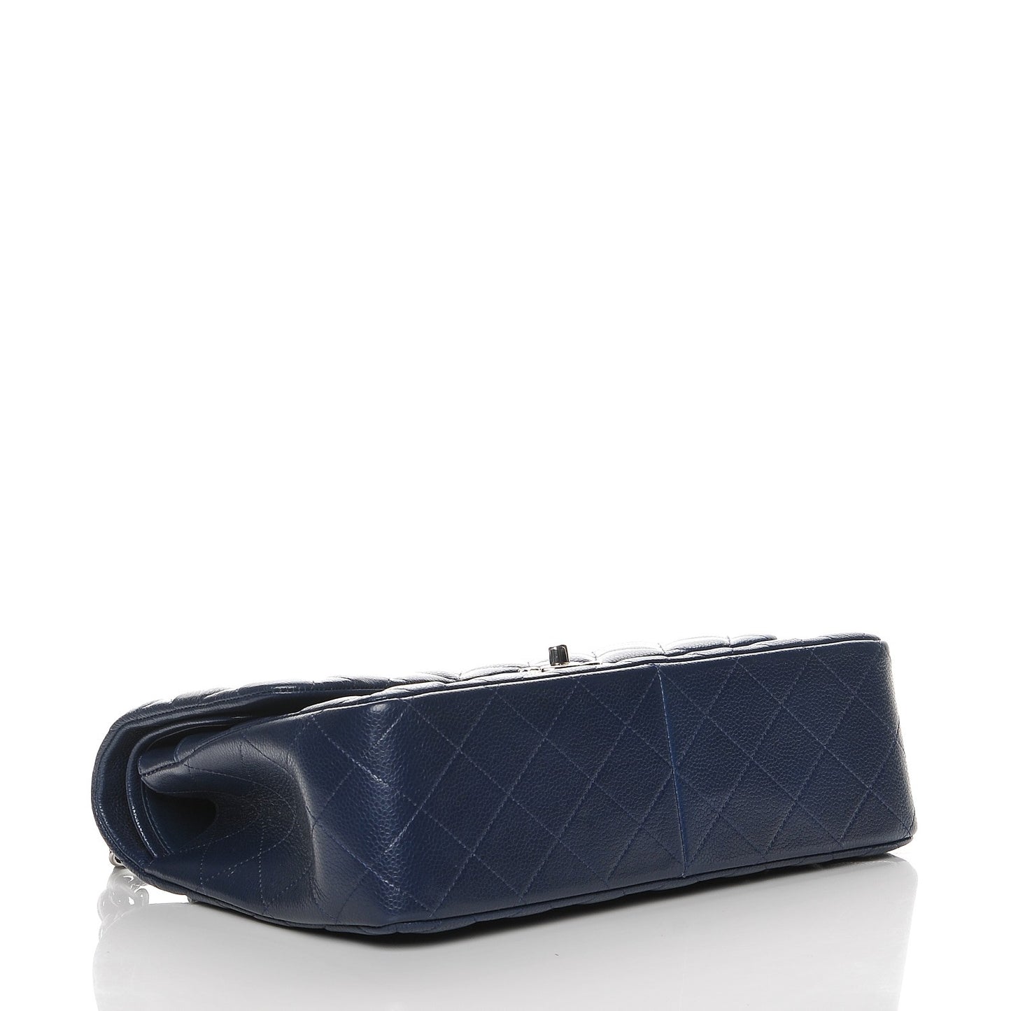 Caviar Quilted Jumbo Double Flap Navy Blue
