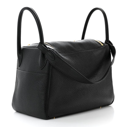 Hermes Taurillon Clemence Lindy 30 Black 3 of 10