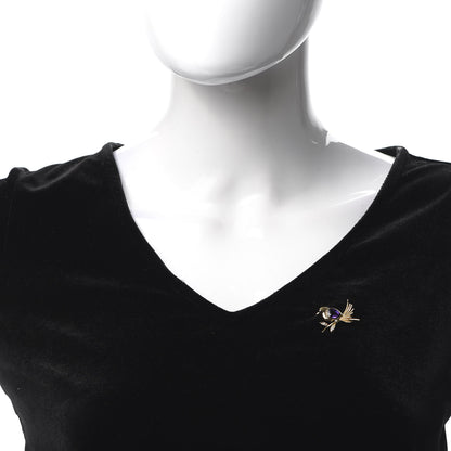 Tiffany 18K Yellow Gold Diamond Amethyst Bird Brooch Pin 2 of 5