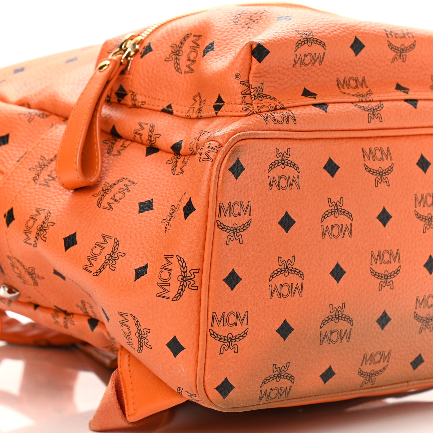 MCM Visetos Crown Stud Medium Stark Backpack Orange 10 of 17