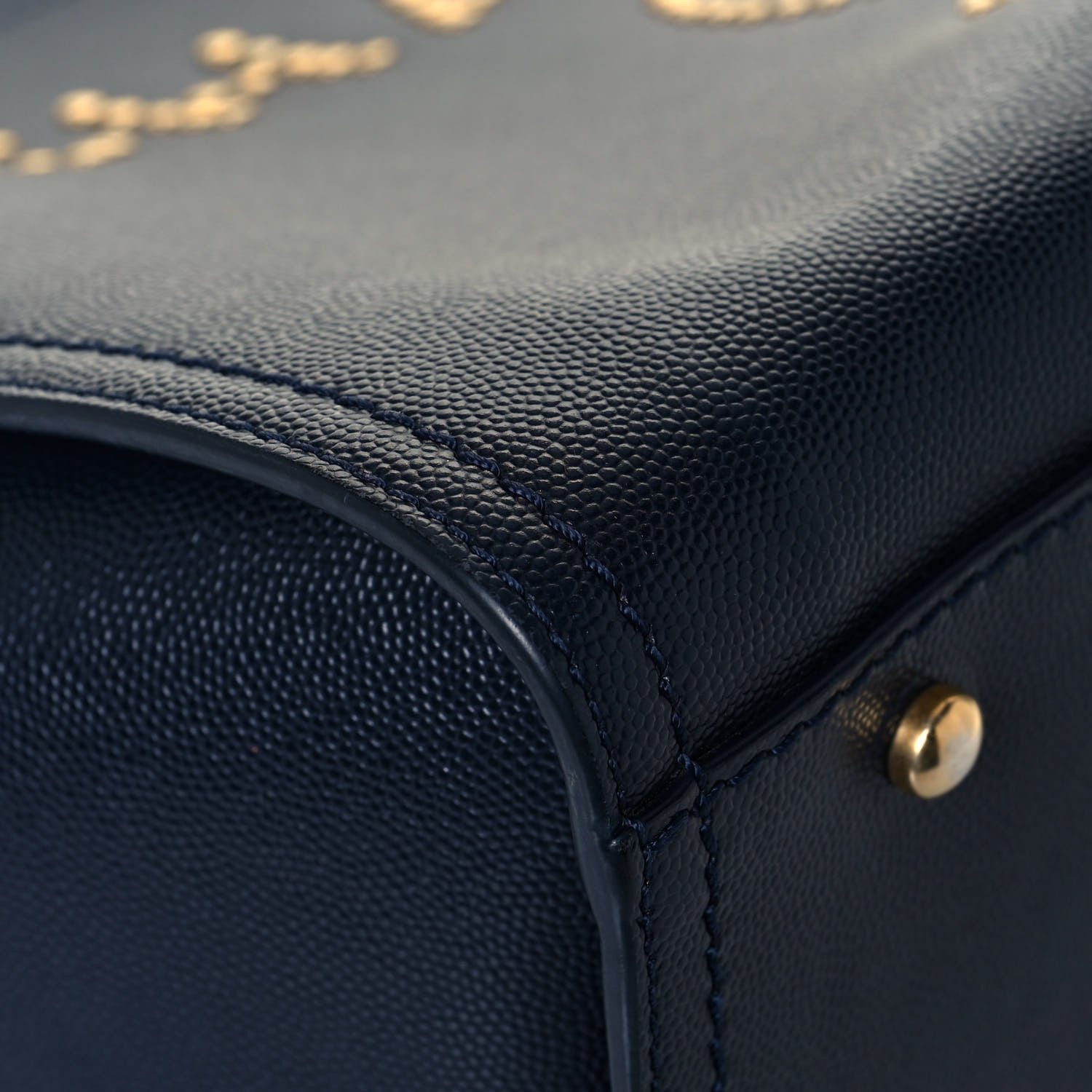 Chanel Caviar Small Studded Deauville Tote Blue 9 of 15