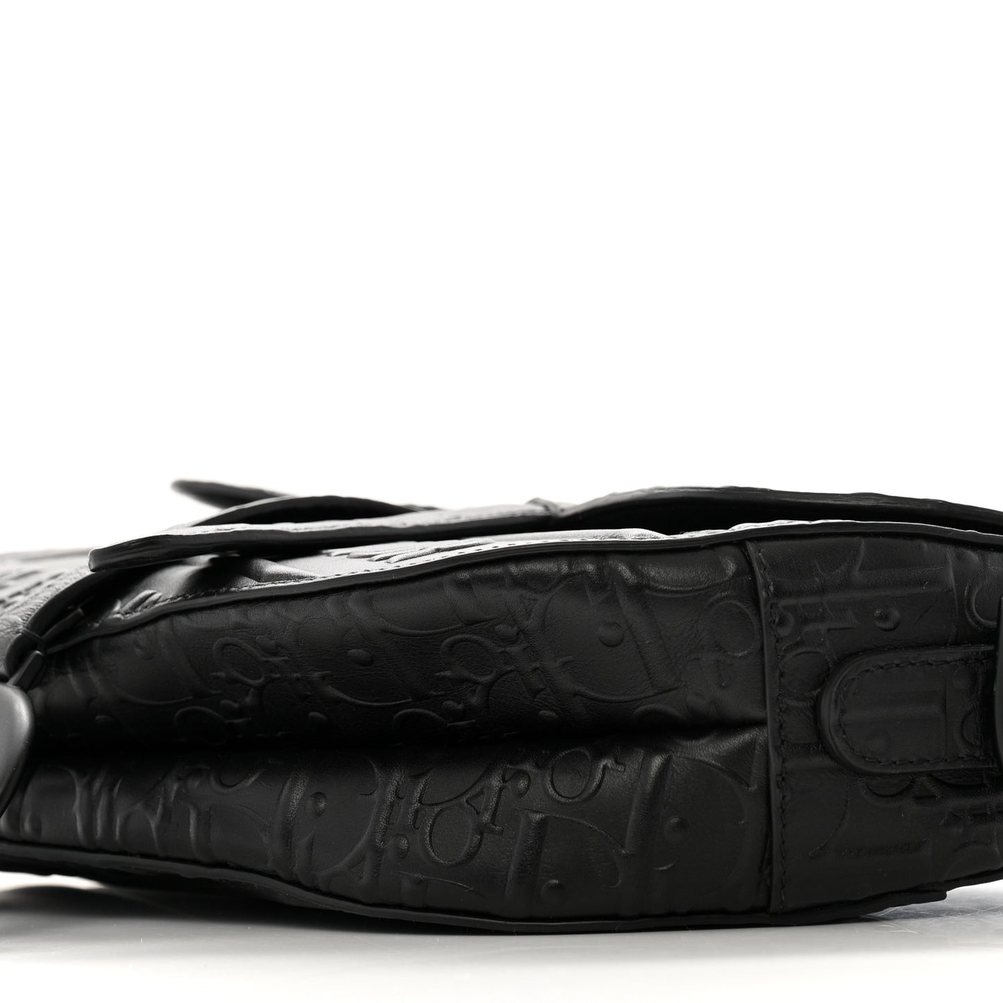 Calfskin Embossed Oblique Saddle Bag Black