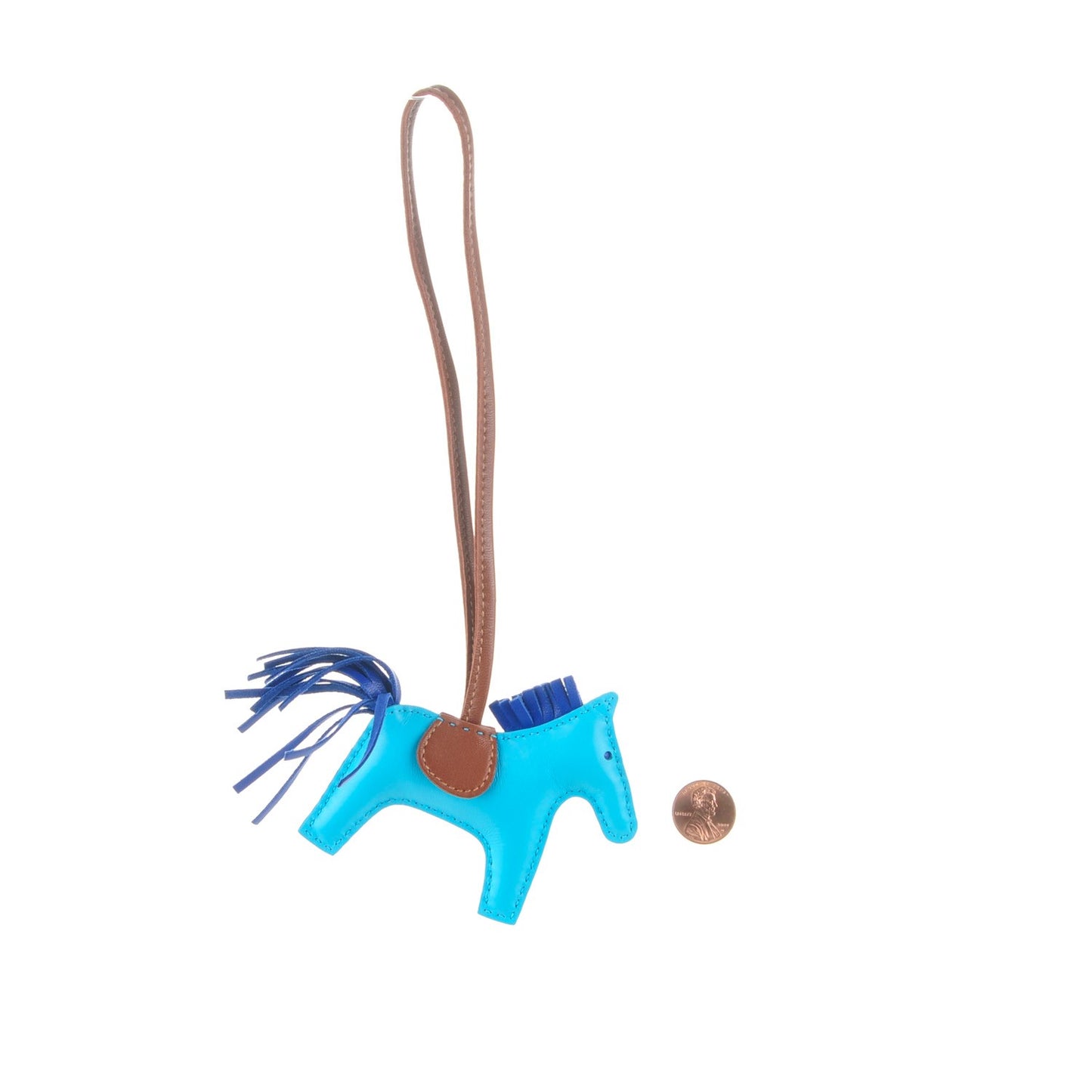 Milo Lambskin Grigri Rodeo Horse Bag Charm PM Bleu Azteque Bleu Electrique Fauve