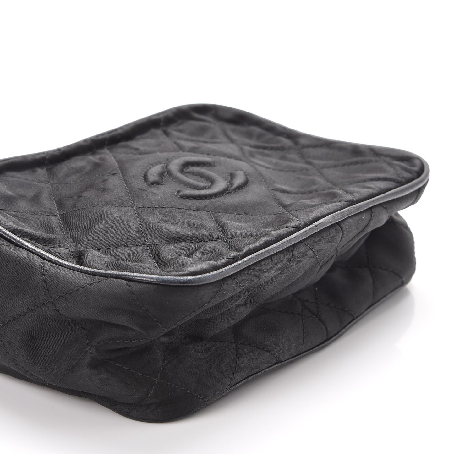 Satin Quilted Tassel Camera Case Black