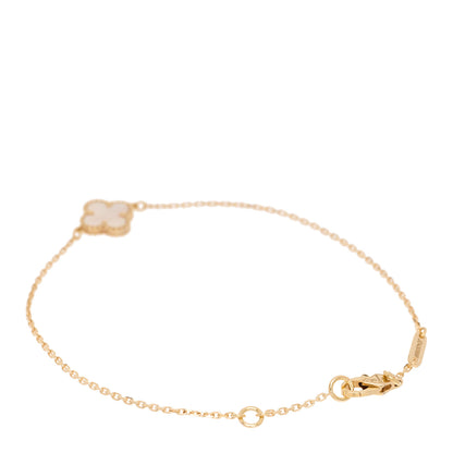 Van Cleef & Arpels 18K Yellow Gold Mother of Pearl Sweet Alhambra Bracelet 3 of 6