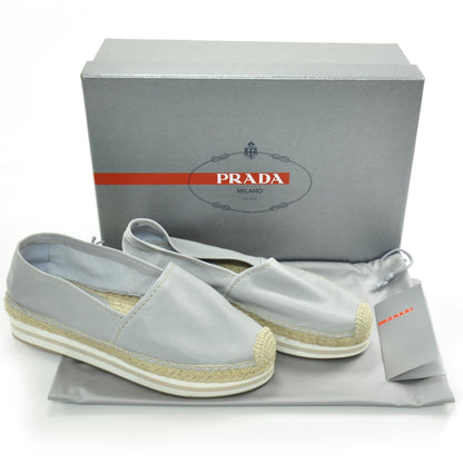 Prada Leather Espadrille Platform Shoes 36 Blue 4 of 8