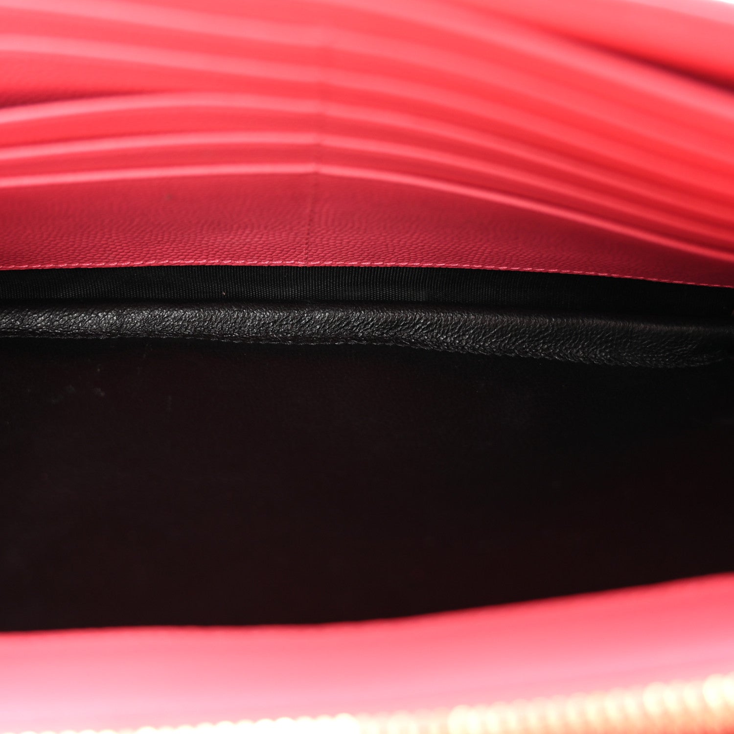 Saint Laurent Grain De Poudre Matelasse Chevron Monogram Chain Wallet Rose Clair 5 of 12
