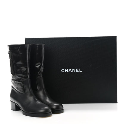 Chanel Shiny Calfskin Short CC Boots 37 Black 9 of 9