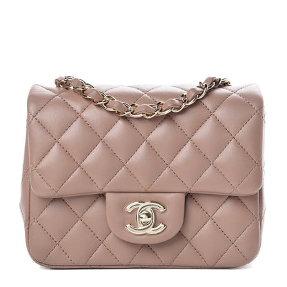 Chanel Lambskin Quilted Mini Square Flap Dark Beige 1 of 9