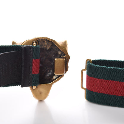 Gucci Canvas Web Wolf Belt 95 38 Green Red 5 of 5