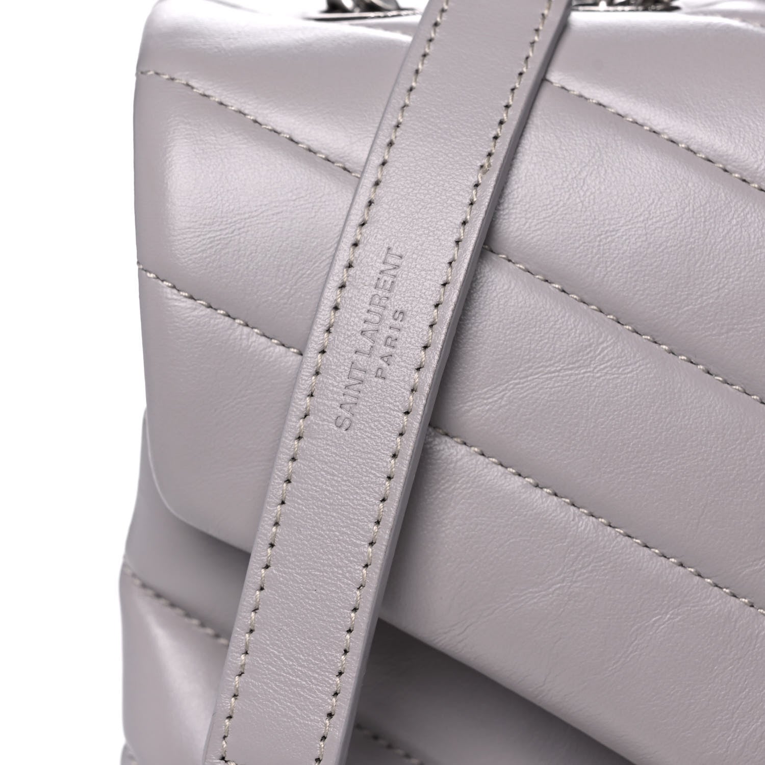 Saint Laurent Calfskin Y Quilted Monogram Medium Loulou Chain Satchel Granite 9 of 12