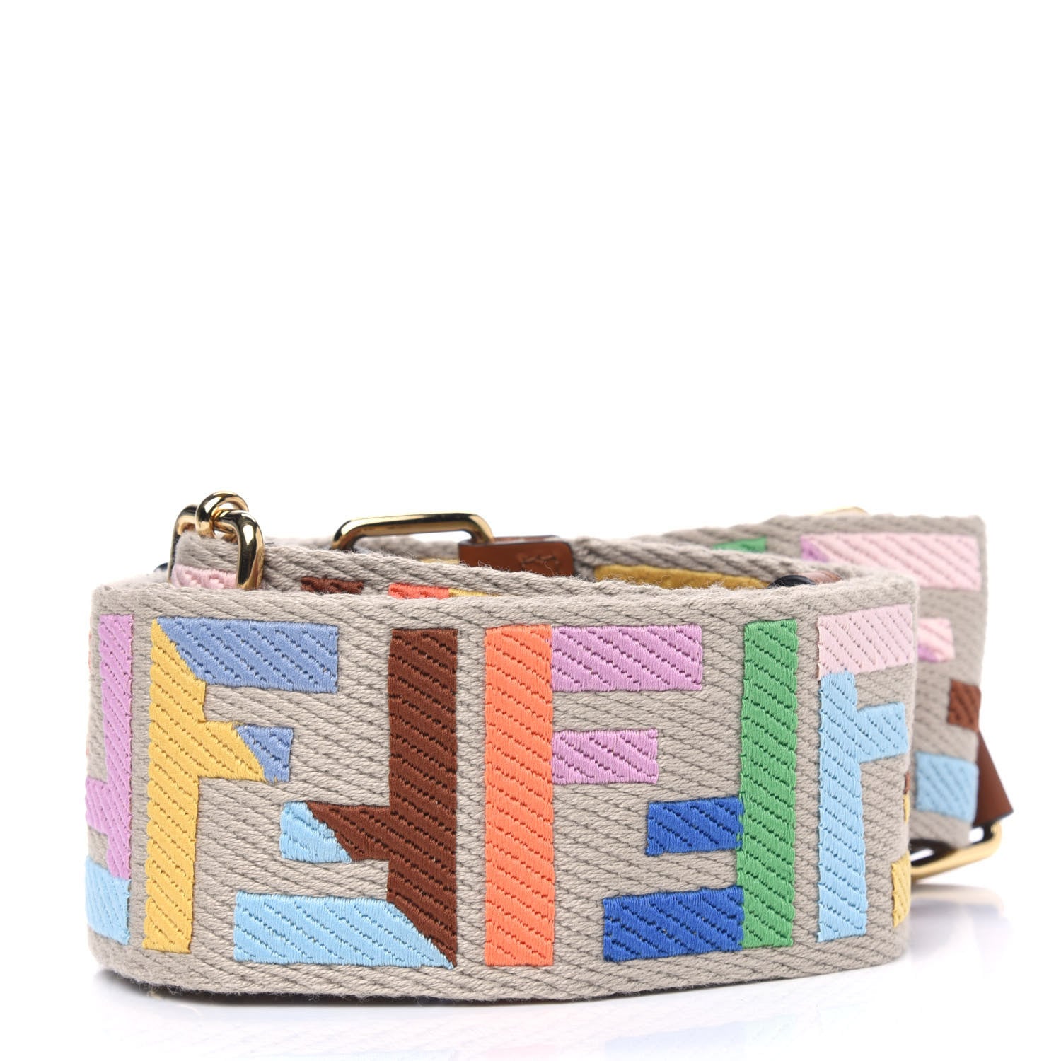 Fendi Canvas Calfskin FF 1974 Adjustable Strap You Multicolor Cuoio 2 of 3