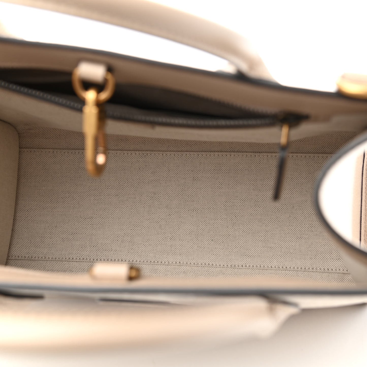 GG Supreme Monogram Textured Dollar Calfskin Small Retro Interlocking G Tote Bag Beige Mystic White Oatmeal