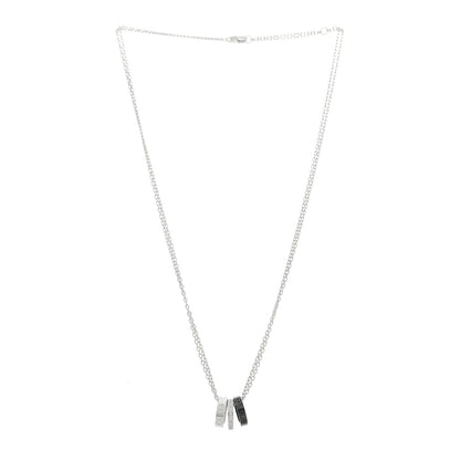 Cartier 18K White Gold Ceramic Diamond Three Ring LOVE Necklace 3 of 6