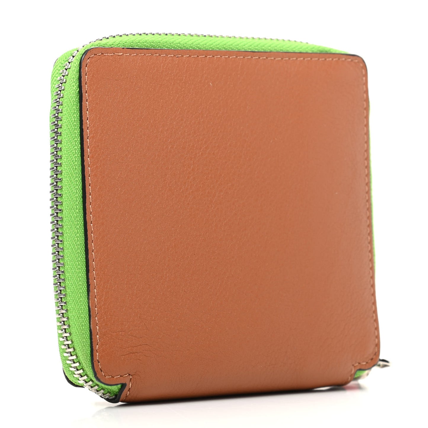 Calfskin Small Zip Wallet Tan Multicolor