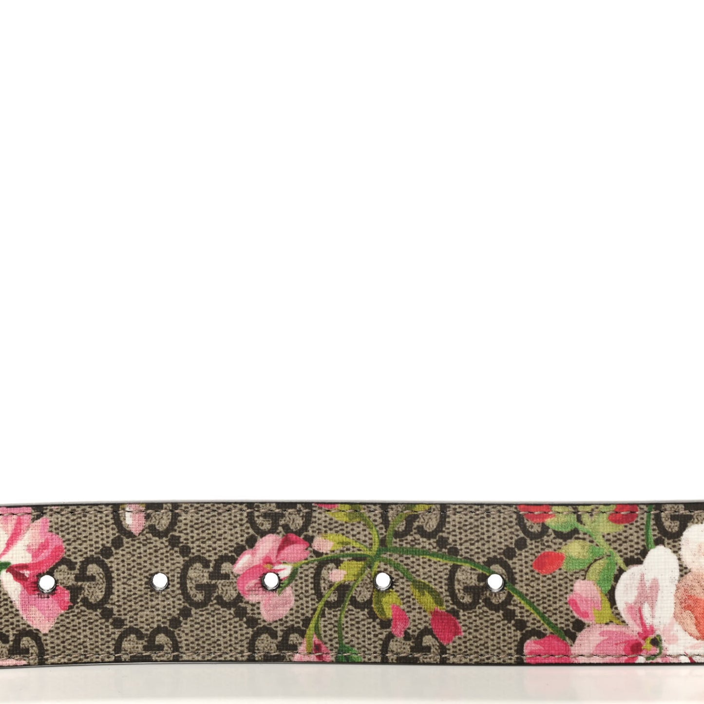 GG Supreme Monogram Blooms Moon Calfskin Interlocking G 37mm Belt 95 38 Beige Ebony Multicolor Dry Rose