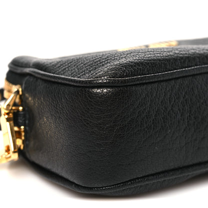 Miu Miu Goatskin Madras Double Zip Pochette Clutch Black 9 of 11