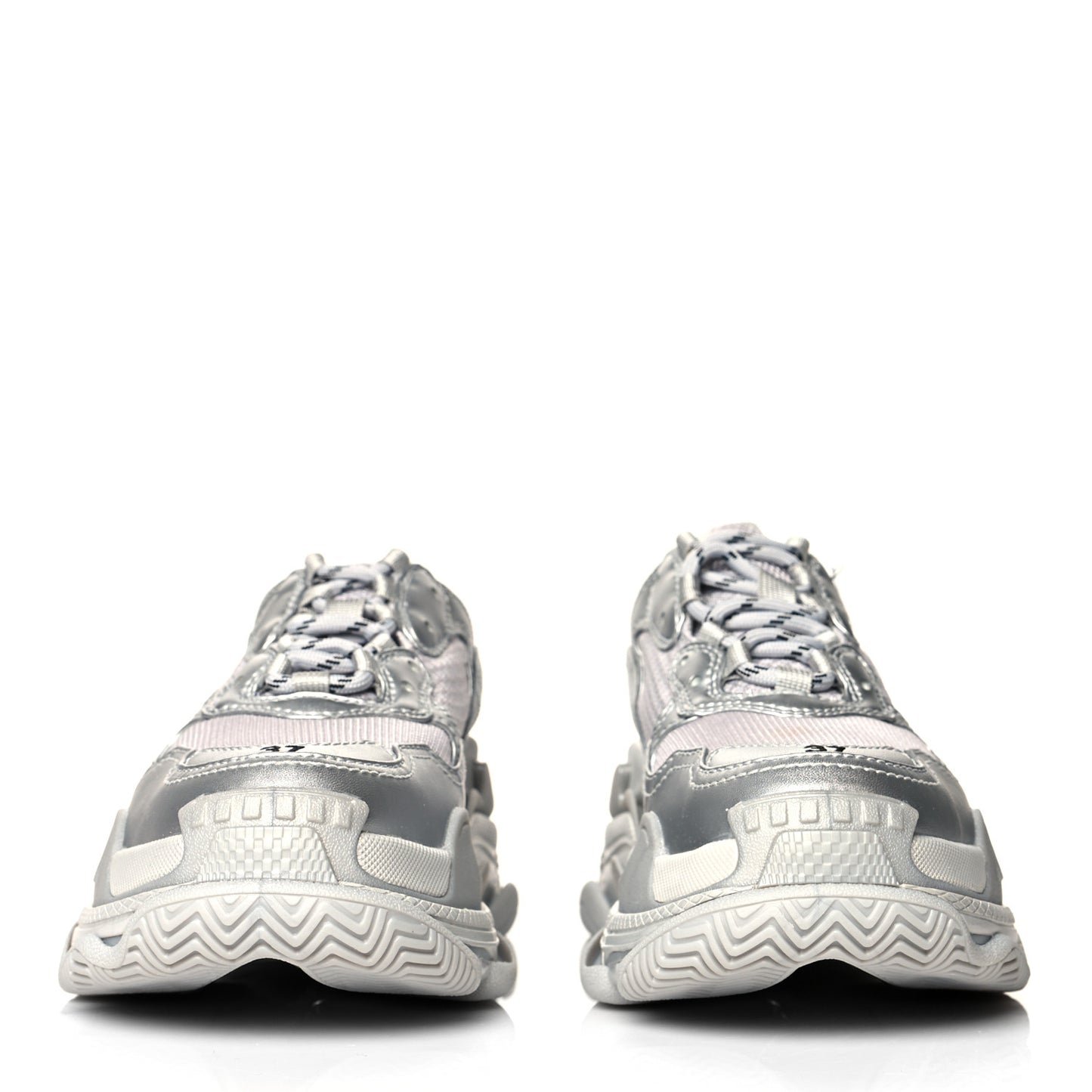 Metallic Fabric Mesh Womens Triple S Sneakers 37 Silver