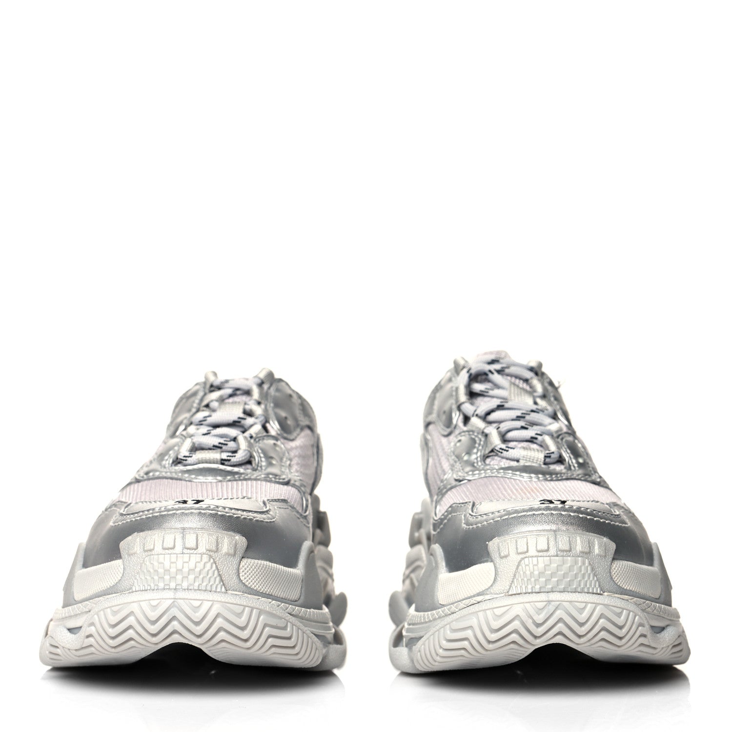 Balenciaga Metallic Fabric Mesh Womens Triple S Sneakers 37 Silver 2 of 9