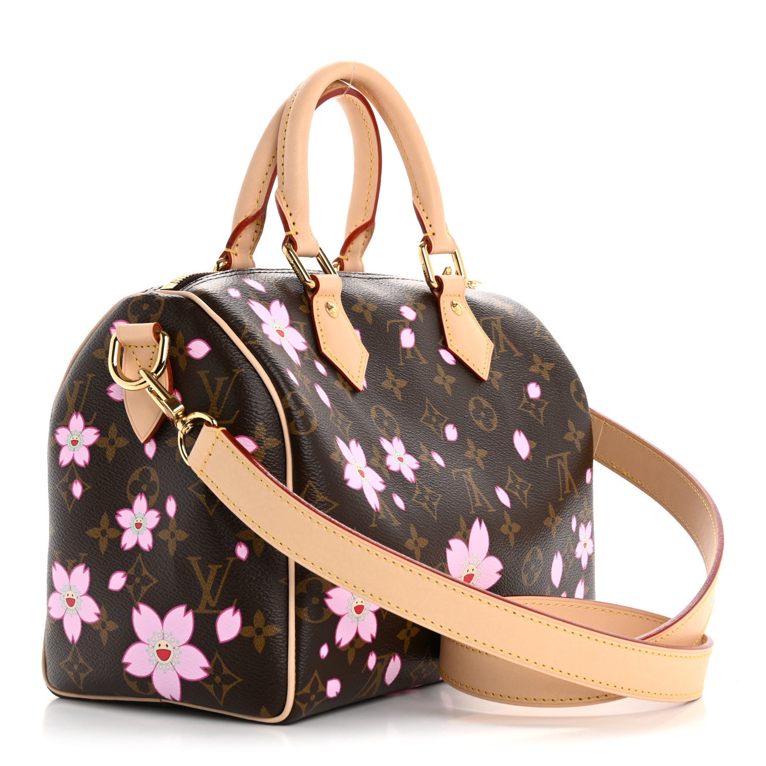 Louis Vuitton LV X TM Monogram Cherry Blossom Speedy Bandouliere 25 Sakura Brown 3 of 12