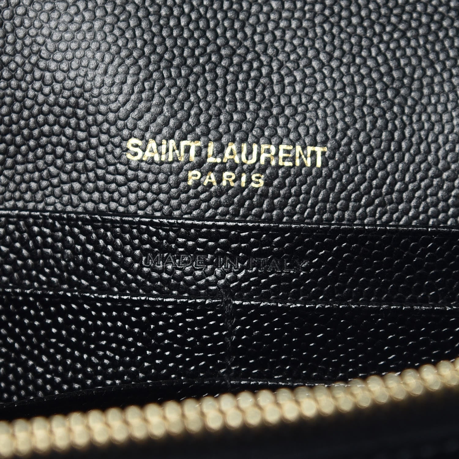 Saint Laurent Grain De Poudre Matelasse Chevron Monogram Chain Wallet Black 6 of 9