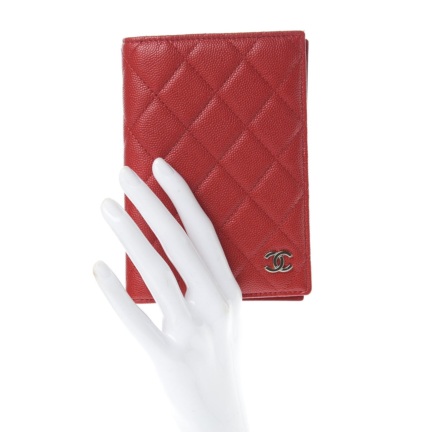 Caviar Quilted Passport Holder Red