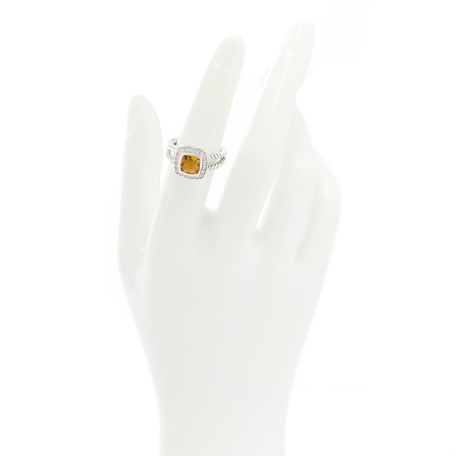 David Yurman Sterling Silver Diamond Citrine 7mm Petite Albion Ring 51 5.75 2 of 5