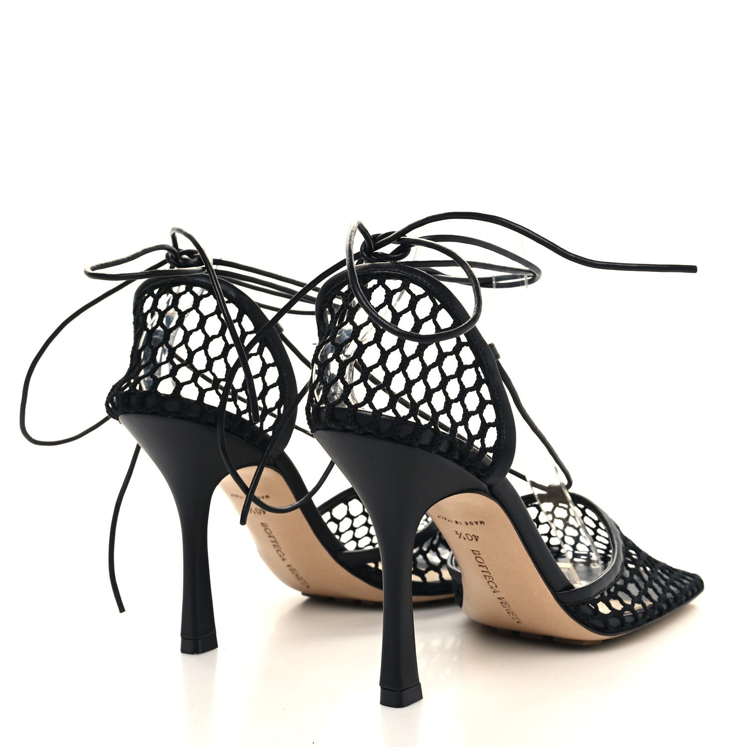Bottega Veneta Mesh Nappa Stretch Ankle Tie Sandals 40.5 Black 4 of 7