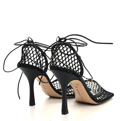 Bottega Veneta Mesh Nappa Stretch Ankle Tie Sandals 40.5 Black 4 of 7