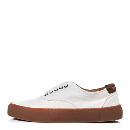 Saint Laurent Distressed Canvas Womens Venice Sneakers 37 White 1 of 5