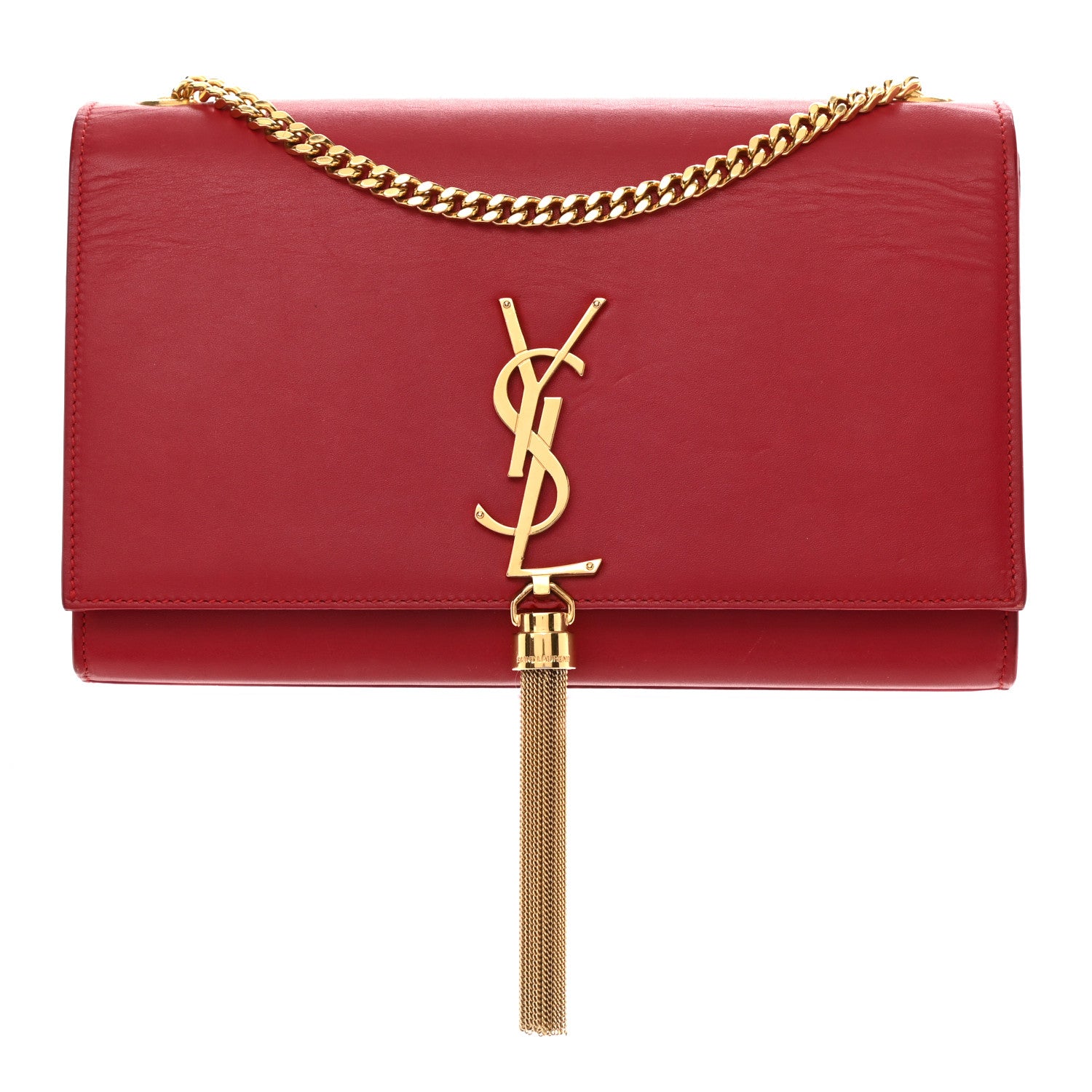 Saint Laurent Smooth Calfskin Medium Classic Monogram Kate Tassel Satchel Lipstick Red 1 of 12