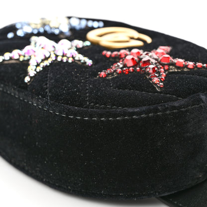 Gucci Velvet Matelasse Crystal Star GG Marmont Belt Bag 95 38 Black 9 of 9