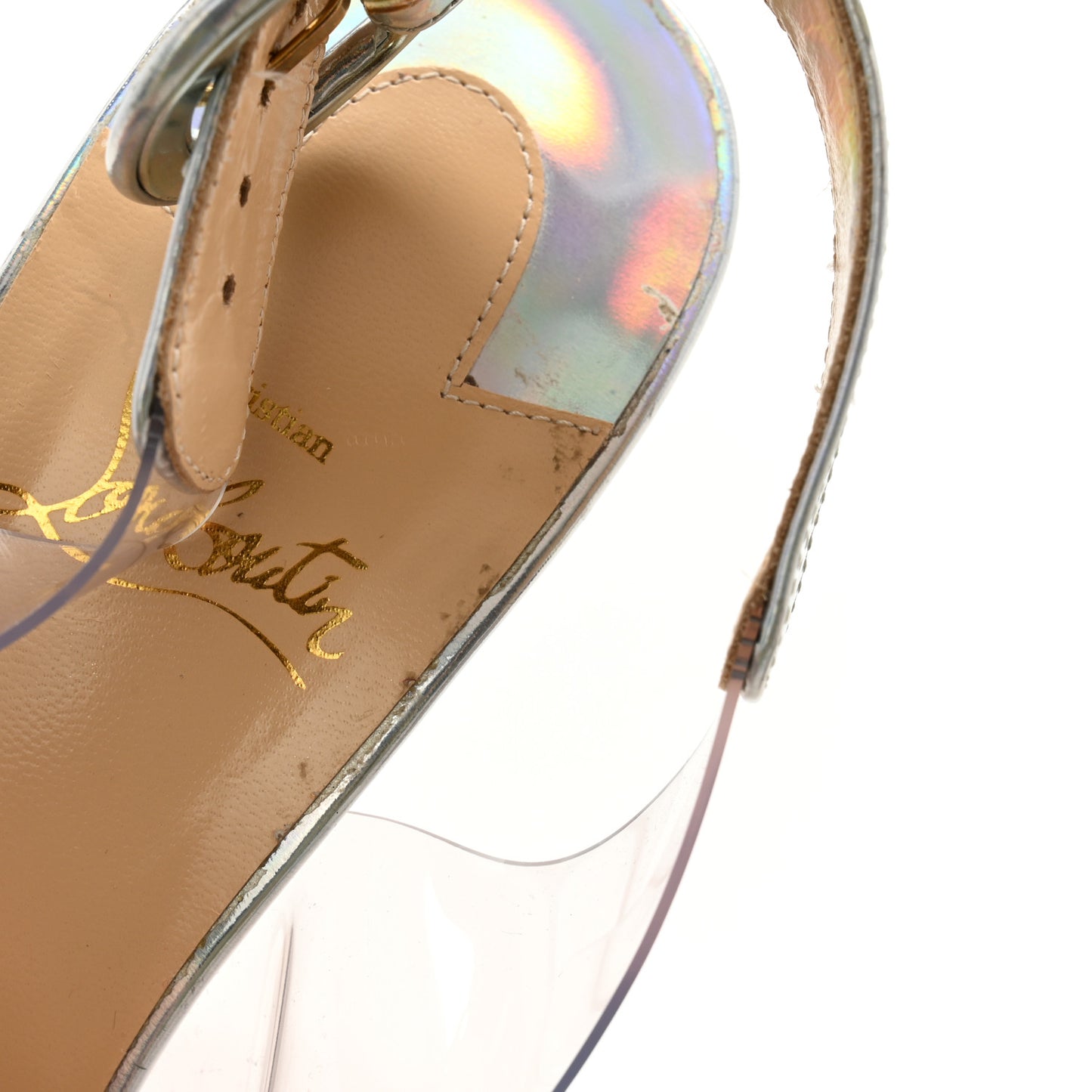 PVC Iridescent Patent PVC Ilcepoze 100 Sandals 39 Silver