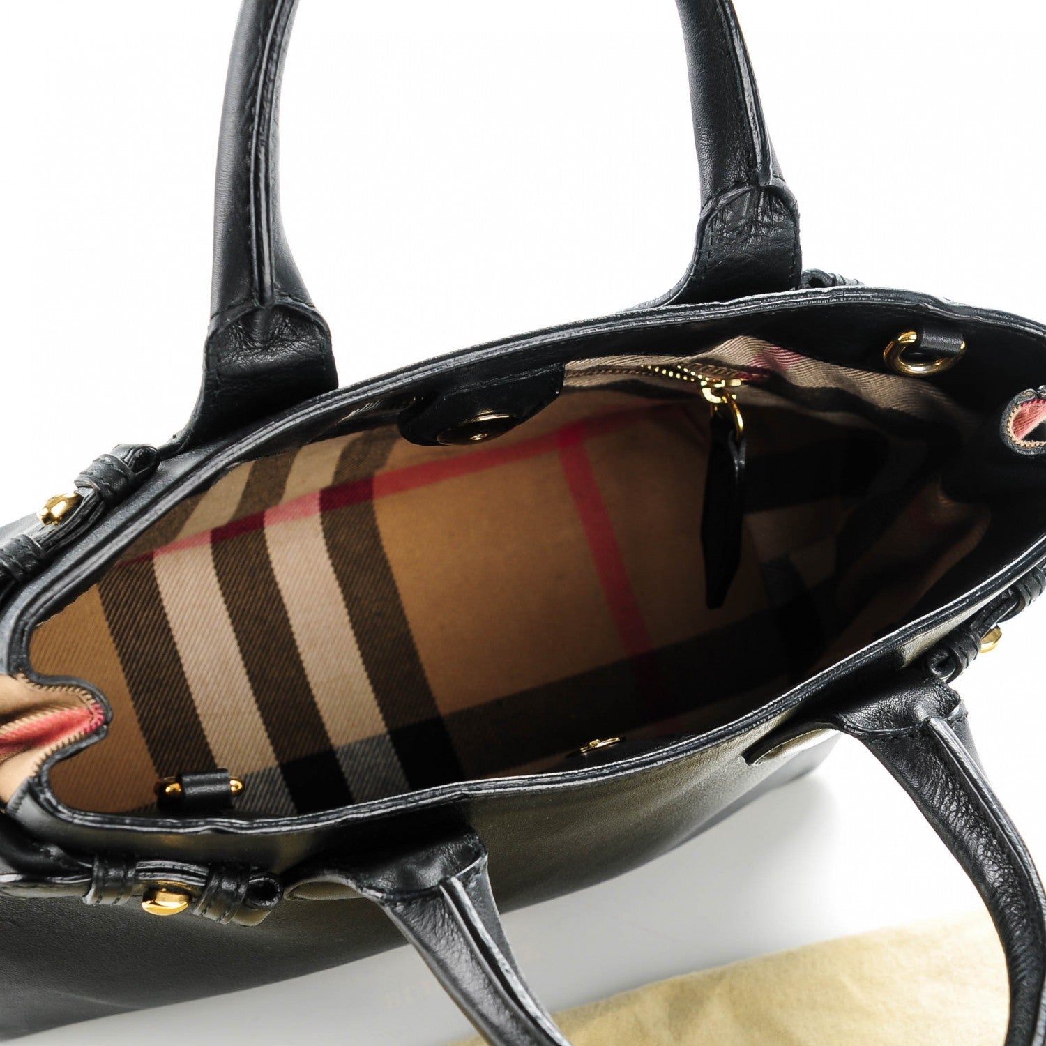 Burberry Calfskin House Check Small Banner Tote Black 5 of 8
