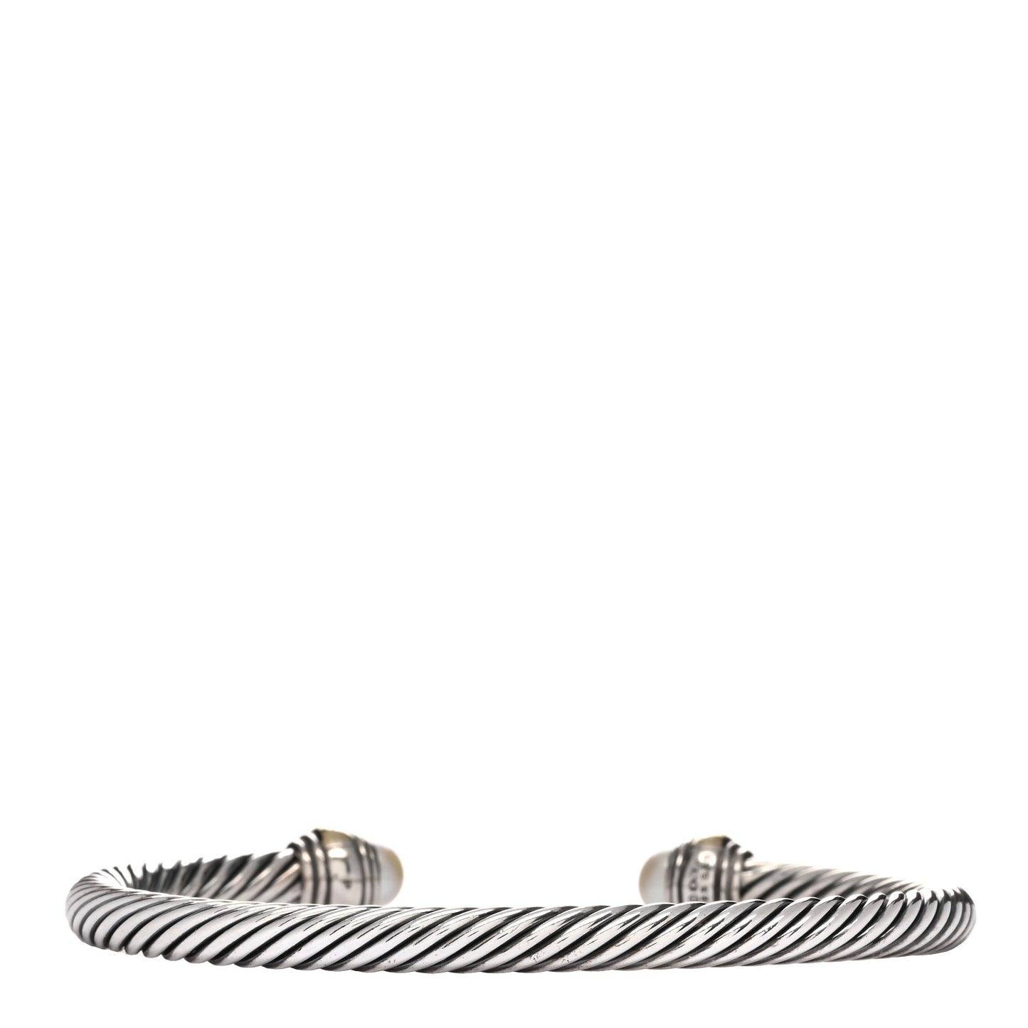 Sterling Silver 14K Yellow Gold Pearl 5mm Cable Classics Bracelet