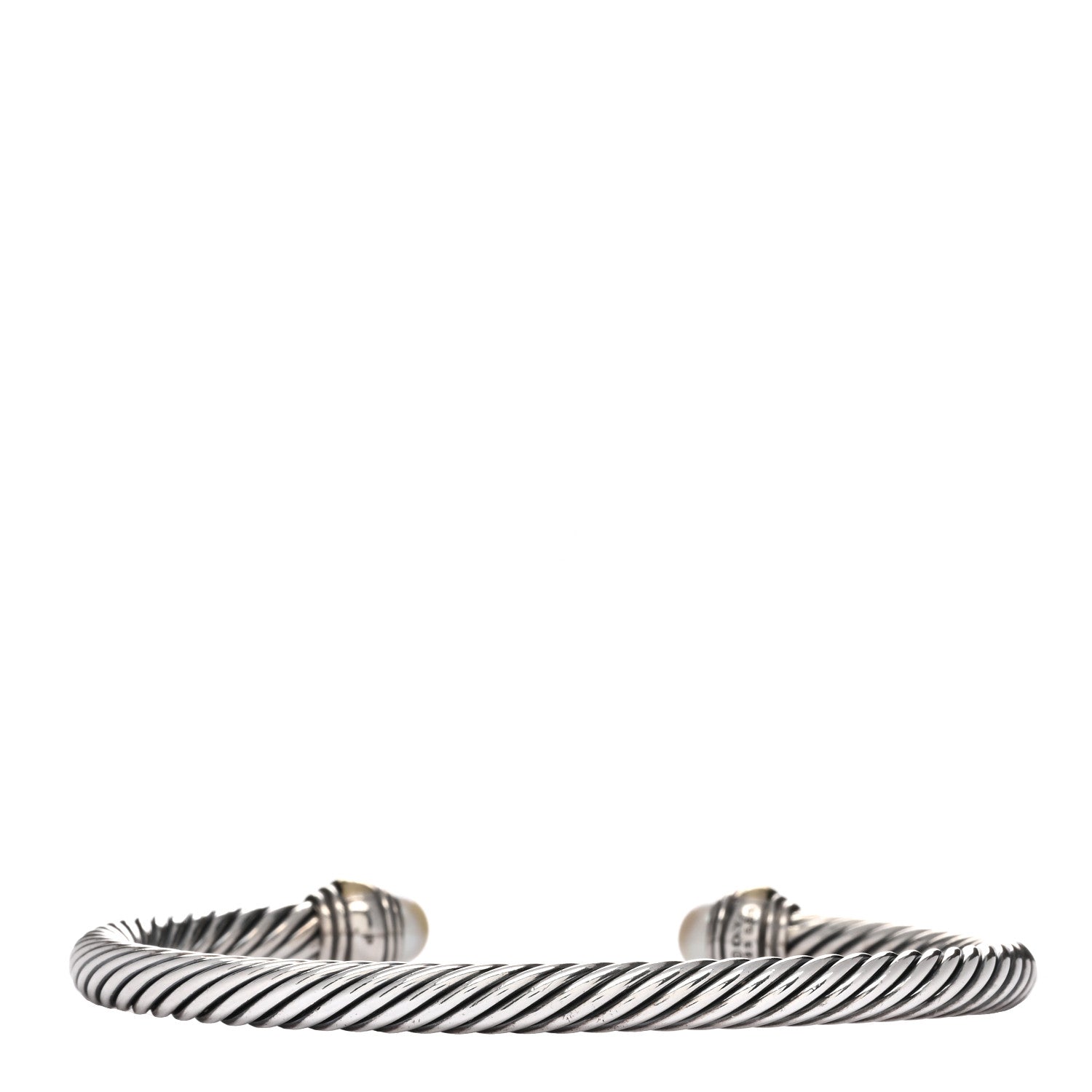 David Yurman Sterling Silver 14K Yellow Gold Pearl 5mm Cable Classics Bracelet 2 of 3