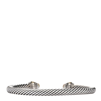 David Yurman Sterling Silver 14K Yellow Gold Pearl 5mm Cable Classics Bracelet 2 of 3